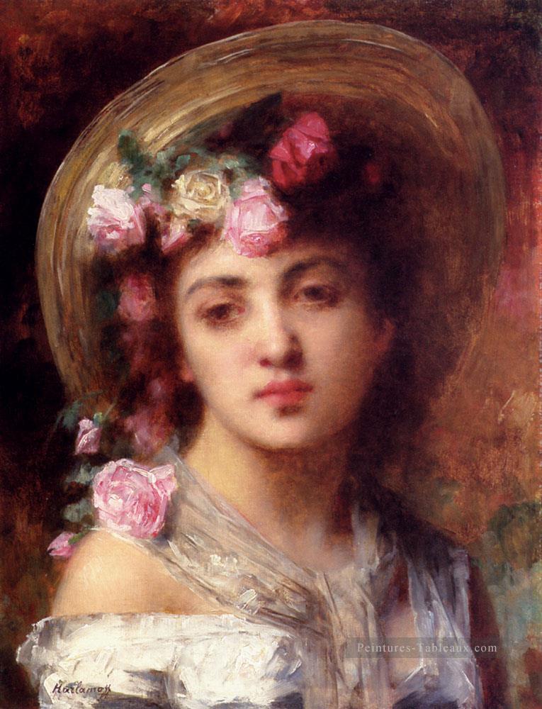 Le portrait de Fleur Girl Alexei Harlamov Peintures à l'huile